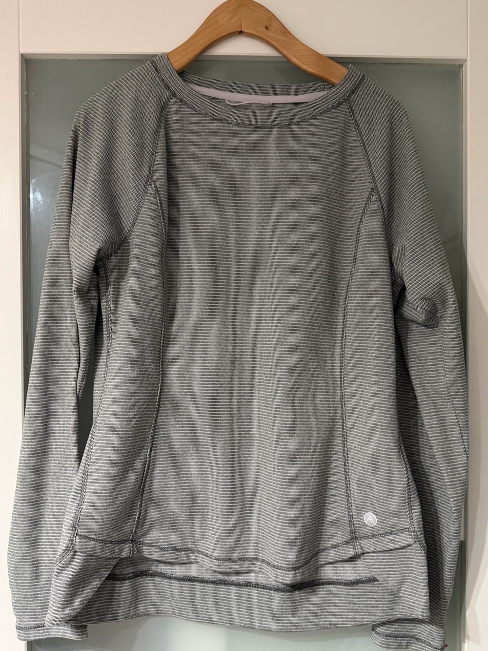 Avalanche Heather Gray Striped Crewneck Sweatshirt